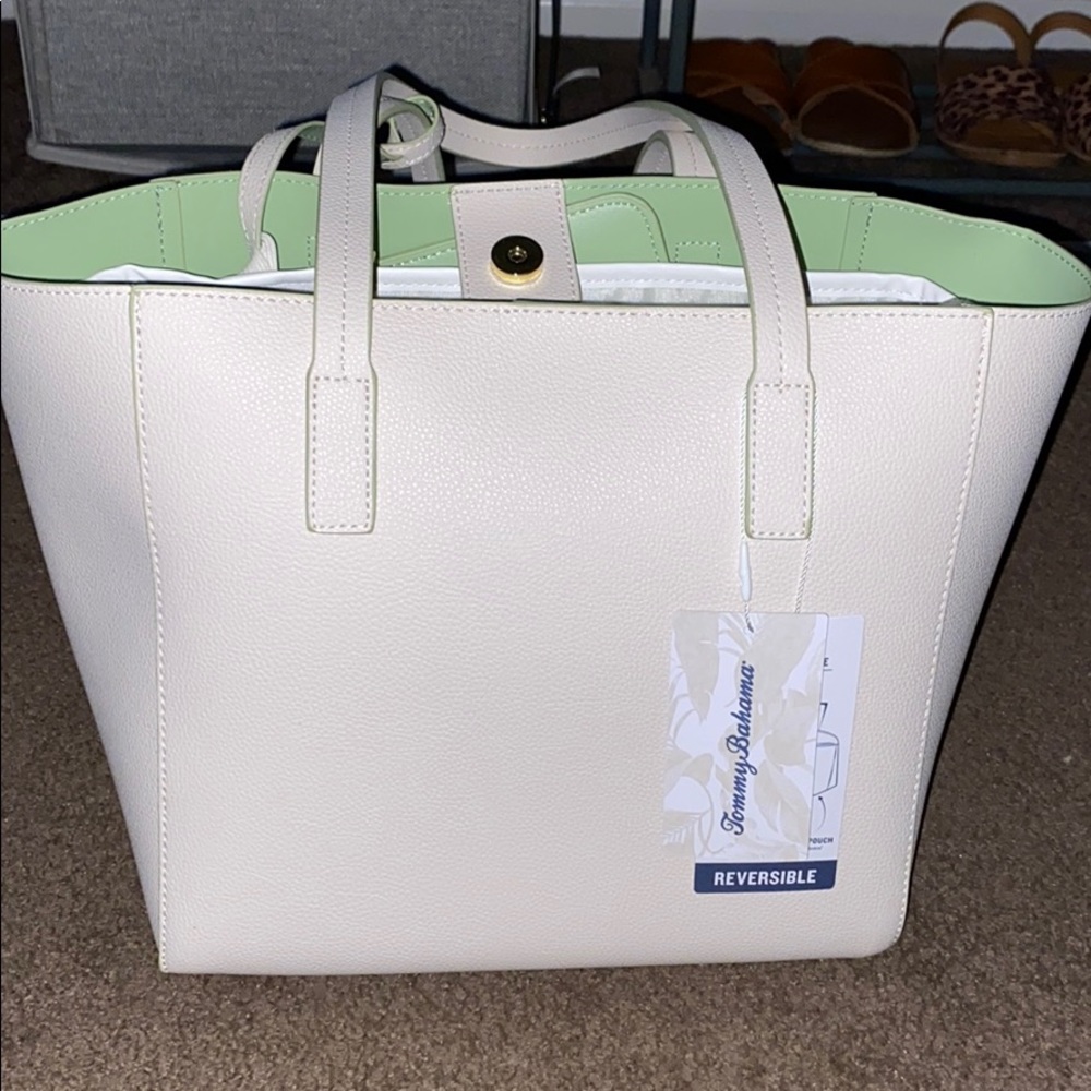 Tommy Bahama reversible bag + wristlet :)